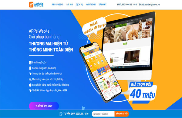 dịch vụ thiết kế web-app bán hàng tại web4s